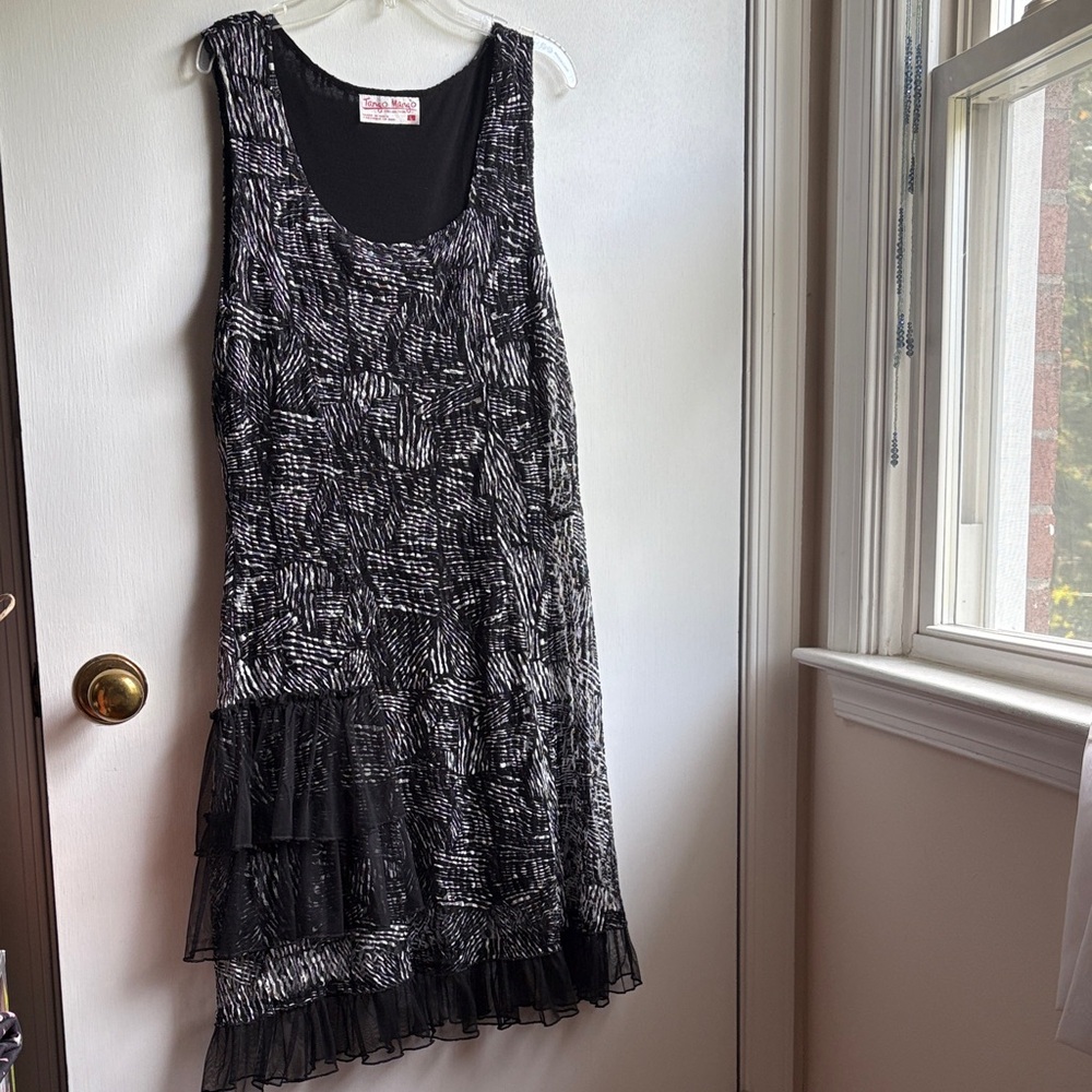 Elegant Black Patterned Tango Dance Dress size L